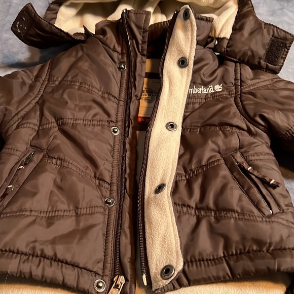 🥳 Host Pick 🥳 - Timberland Kids Parks Snap Front Removable Hood Jacket size 12M - Picture 4 of 16